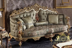 Juego de Sofás de Madera de Teca Tallada de Lujo Real para Sala de Estar - Diseño Extravagante Exclusivo con Color Personalizable - Product Image 2