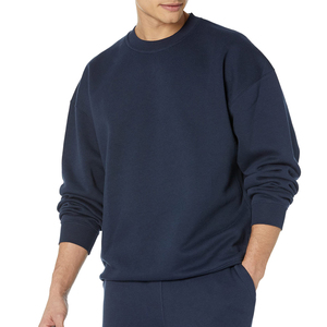 Sudadera de Cuello Redondo Azul Marino para Hombre, Corte Regular, 100% Algodón, Tejido de Punto, Estilo Casual, Otoño, Color Sólido, Manga Larga - Product Image 1