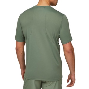 T-shirt de sport slim pour homme, respirant, uni, pour fitness et musculation, manches courtes, col rond, couleur unie - Product Image 2