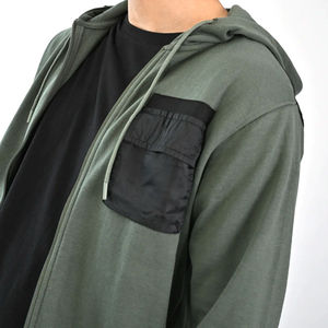 เสื้อฮู้ดซิปผู้ชายสีเขียวมะกอก ทรงปกติ สวมใส่สบาย มีกระเป๋าผ้าฟลีซ เหมาะสำหรับใส่ในฤดูใบไม้ร่วง - Product Image 5