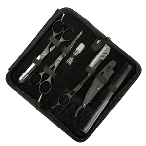 Kit de coiffure professionnel avec ciseaux de barbier et accessoires, étui, pinces et chiffon de nettoyage - Product Image 3