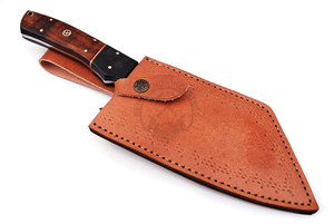 Hand Forged Damascus Steel Cleaver Chef Knife Set Wood Handle 7" Blade Sheath-Multi-Purpose Kitchen Knife-Anniversary Birthday - Product Image 6