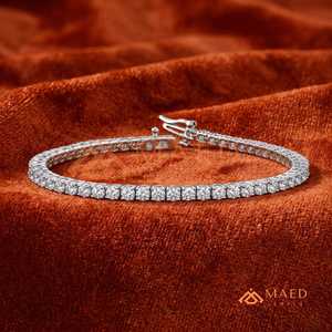 สร้อยข้อมือเทนนิสโมอิสซาไนต์ทรงกลมเงิน 925 สำหรับผู้หญิง เครื่องประดับแฟชั่นเบเวอร์ลี่ฮิลส์ ดีไซน์หรูหราสง่างาม - Product Image 1