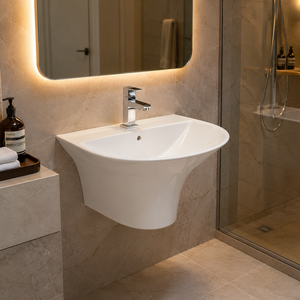 Lavabo mural semi-piedestal en granit Evo Modern pour hôtel, villa, bureau, salle de bain, garantie 5 ans, OSIS PLUS personnalisable - Product Image 3