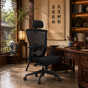 Chaise de bureau ergonomique moderne pour le gaming avec support lombaire en tissu et hauteur réglable électriquement - Product Image 1