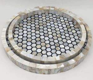 Plateau de service rond artisanal en nacre, nouveau design, prix de gros usine - Product Image 2