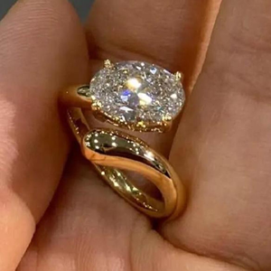 แหวนแต่งงานทรงวงรีสำหรับผู้หญิง แหวนชุบทอง 14K แหวนเพชร 2 กะรัต แหวนหมั้น ของขวัญสำหรับเธอ - Product Image 5