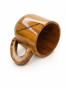 Tasse à café ou à thé en bois classique faite à la main de haute qualité avec soucoupe 200 ml – Verre écologique pour bière et vin - Product Image 5