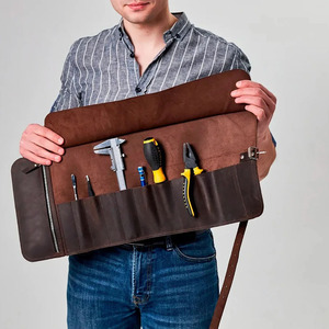 Genuine leather <b>tool</b> <b>roll</b> organizer bags wholesale supplier custom export quality portable storage quality for sale in low price - Product Image 1