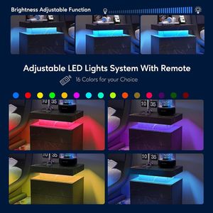 Comodino Moderno a LED con 2 Cassetti Nero e Oro per Camera da Letto - Product Image 2