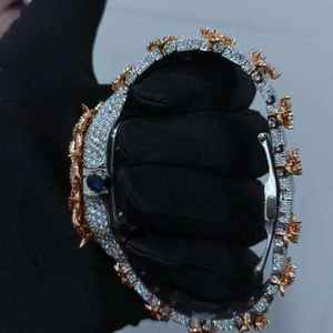 Stunning Shine Moissanite Diamond <b>Watch</b> With Fully <b>Iced</b> <b>Out</b> Face And Stainless Steel Band Designed For Fashion & Elegant Style - Product Image 3