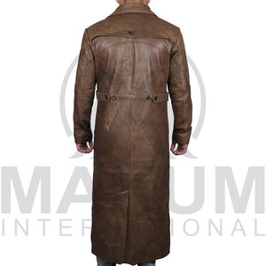 Customized Color Leather <b>Long</b> <b>Coats</b> For <b>Men</b> Oem Service <b>Long</b> <b>Men</b> Clothing Down Collar <b>Coat</b> Breathable For Winter Leather <b>Coat</b> - Product Image 2