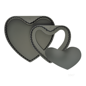 Mini moule à tarte de 5 pouces en forme de cœur, moule à quiche avec fond amovible, utilisé pour les desserts, la pâtisserie, noir - Product Image 3