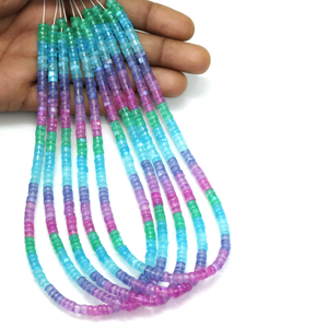 Cuentas Heishi de piedra lunar natural multicolor brillante con efecto arcoíris, en forma de neumático liso, cuentas de piedra lunar con efecto de sombra en forma de rueda, joyería al por mayor - Product Image 1