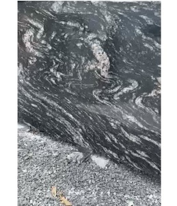 Dalles de sol et marches d'escalier en granit noir avec finition polie élégante, pierre de granit naturelle pour maisons de luxe et hôtels - Product Image 1