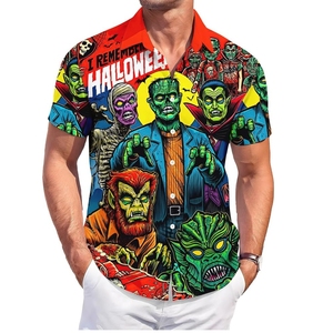 <b>Men's</b> Hawaiian <b>Shirt</b> <b>Halloween</b> Horror Characters Print Short Sleeve Vacation <b>Shirt</b> Breathable Turn-down Collar Summer Style - Product Image 1