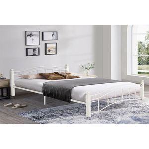 Struttura letto matrimoniale in metallo con testiera e pediera bianche - Product Image 1