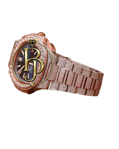Montre chronographe de luxe en diamant Briva B-077-1, boîtier en acier inoxydable, verre bleu, mouvement à quartz analogique, fermoir pliant pour hommes, 25mm - Product Image 5