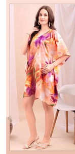 Digital Printed Feather Polyester <b>Kaftan</b> <b>Summer</b> Casual Women's Maxi Half Sleeve - Product Image 2