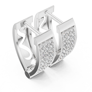 10K <b>White</b> Gold Lab Grown Diamond Multi-Row Huggie Hoop Earrings Rhodium Plated 0.54ct Luxury Modern Design - Product Image 3