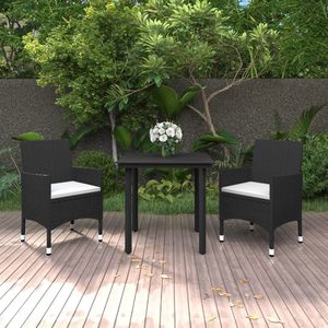 Conjunto de Comedor para Jardín Mediano en Ratán Sintético Negro, Colección de Muebles Elegantes para Exteriores - Product Image 1