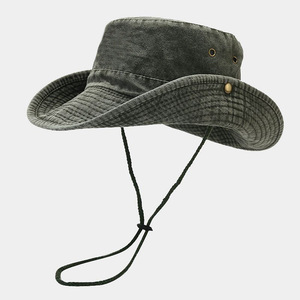 Washed Cotton Denim Bucket Sun <b>Hats</b> Wide Brim Summer Fisherman <b>Cap</b> Outdoor Fishing Travel Unisex Sun <b>Hat</b> - Product Image 2