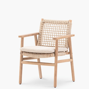 Rattan Rope <b>Chair</b> With Teak Wooden Frame Material and Modern Style For Home Furniture Decoration and <b>Garden</b> Set - Product Image 2