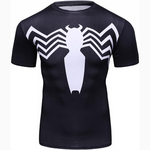 เสื้อเชิ้ตแขนสั้นสีดำสำหรับผู้ชาย ทรงเข้ารูป คอกลม แห้งเร็ว ชั้นในสำหรับใส่เล่นกีฬา - Product Image 1
