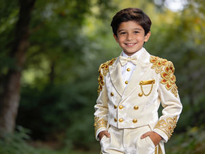 Costume de smoking en velours vert sarcelle brodé pour garçons, ensemble de costume formel pour enfants pour mariage et fêtes - Product Image 5