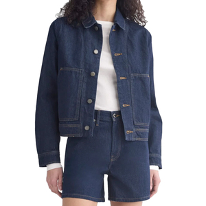 <b>Women's</b> Denim <b>Chore</b> <b>Jacket</b> Relaxed Fit Organic Cotton Workwear Premium Outerwear Custom Private Label OEM Manufacturer - Product Image 1