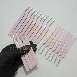 ดีไซน์เคลือบผงกลิตเตอร์แบบใหม่ พร้อมด้ามจับรูปผีเสื้อ 90 °   แหนบปลายไฟเบอร์สำหรับต่อขนตาแบบเส้นเดียวและแบบแยกเส้น - Product Image 4
