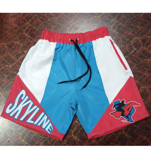 Shorts de sport décontractés pour hommes, en toile non tissée 100 % polyester, avec logo personnalisé, imprimé, taille mi-haute, blocs de couleur, élastiques, pour la plage et le basketball – Dernière conception - Product Image 4