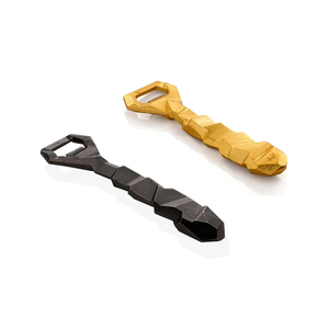 Geometric Rock <b>Bottle</b> Opener Crafted From Premium <b>Brushed</b> Gold Metal Features Chiseled Faceted Handle Perfect For Luxury Bars - Product Image 5