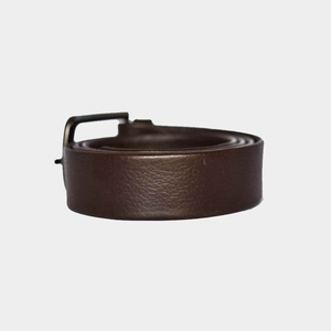 Ceinture décontractée en cuir de vachette marron avec boucle à ardillon rectangulaire, style moulé monobloc durable - Product Image 3