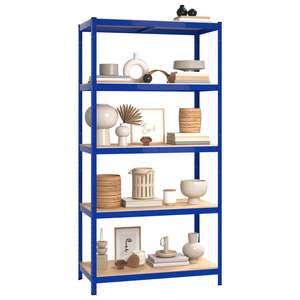 Estantería de Almacenamiento de 5 Niveles de Acero Azul y Madera Sintética, Unidades de Estantería Premium - Product Image 3