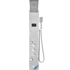 Pannello Doccia Idroelettrico con Schermo LED a 6 Modalità, 5 Getti Massaggianti, Effetto Pioggia e Cascata - Accessorio per Cabina Doccia - Product Image 5