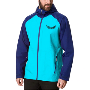<b>Red</b> and Blue Men's Hooded Bomber <b>Jacket</b> with Canvas <b>Waterproof</b> Sporty Winter Outerwear - Product Image 6