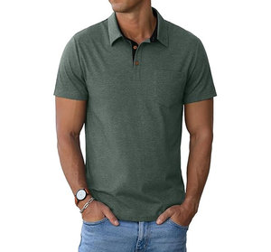 Men's Cotton for Shirts Short Sleeve Casual Summer Shirts <b>Classic</b> Collared Golf Shirt with Pocket Anti-Wrinkle 180g - Product Image 4