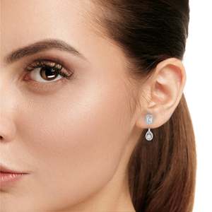 Solitairekart H Color VS1 Clarity 2.12ct <b>Emerald</b> Teardrop Natural Diamond Earrings - Product Image 6