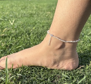 Vente en gros de chevillères en argent sterling 925 avec perles de quartz naturel transparent, chevillères faites à la main avec cristaux facettés, fournisseur de bijoux DIY - Product Image 5