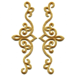 1 Pair Gold Metallic Embroidery <b>Patch</b>, Symmetrical Scroll Motif Applique for <b>Jacket</b> Chest, Uniform & Luxury Dress Decoration - Product Image 6