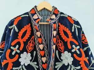 Wholesale <b>Vintage</b> Suzani Reversible Velvet Bomber <b>Jacket</b> Handmade Floral Embroidered Quilted Cotton Indian Boho Autumn/Spring - Product Image 2