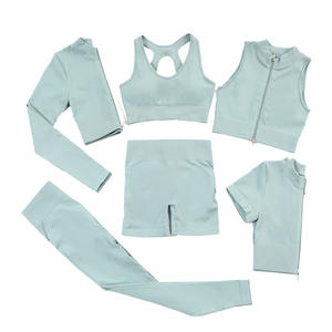 Conjunto de Yoga de 6 Piezas para Mujer, Ropa Deportiva, Ropa de Gimnasio, Ropa Deportiva Activa, Leggings, Pantalones Cortos, Top Corto, Sujetador Deportivo - Product Image 6