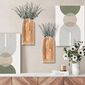 2 Pack Brown Finish Modern Farmhouse Boho Wall <b>Vase</b> <b>Set</b> for Entryway Hallway Bathroom Living Room Dining Decor - Product Image 2