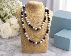 Luxury Howlite & Chinese Ceramic Bead Double-Strand <b>Statement</b> <b>Necklace</b> - Product Image 4