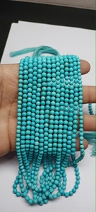 Perles rondes lisses en turquoise naturelle Sleeping Beauty d'Arizona, taille 4 mm, pierres précieuses naturelles de qualité, brin de perles en vrac pour la fabrication de bijoux - Product Image 4