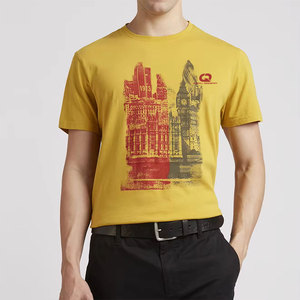 Camiseta de Hombre de Alta Calidad, Mezcla de Algodón Ecológico, Transpirable, Estilo Urbano, Cuello Redondo, Manga Corta, Estampada, Informal para Uso Diario - Product Image 1