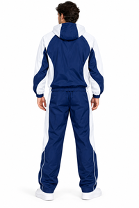 Mens Black Gray Hooded pant windbreaker Tracksuit <b>Set</b> Zip-Up Jacket Breathable <b>Knitted</b> Polyester windbreaker 2 piece <b>set</b> - Product Image 4