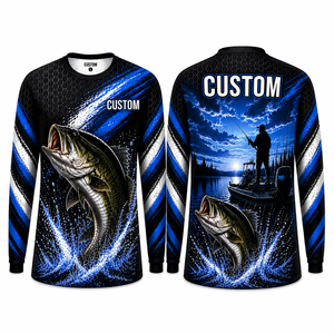 Camisa de pesca UPF 50 personalizada de la mejor calidad, camisa de pesca anti UV para hombre, camisa de poliéster tipo pullover, camisa para el sol en azul, verde y rojo. - Product Image 6