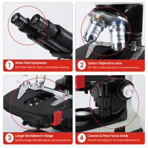 Microscopio Biológico Binocular de Nuevo Diseño |   Microscopio de Laboratorio de Enfoque Manual con Aumento de 1000X |   Investigación y Enseñanza Estudiantil - Product Image 4